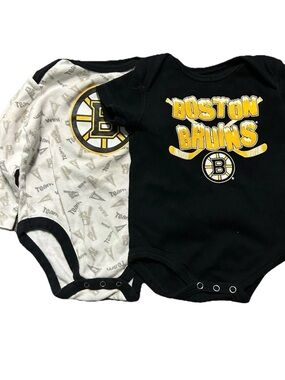 Baby Boston Bruins Hockey Bodysuits Long Sleeve Short Sleeve Size 6-9 Months